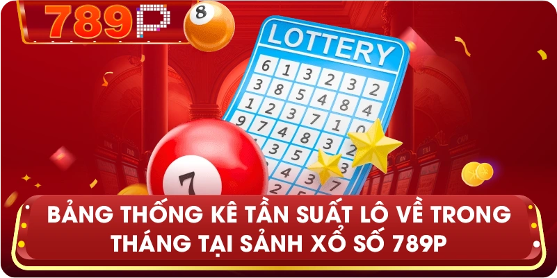 Bảng thống kê tần suất lô về trong tháng tại sảnh Xổ Số 789P